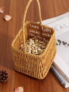 Rattan Woven Mini Handbag, Living Room Storage Basket, Gift Basket - A - View 5