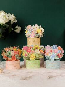 3D Pop-Up Floral Greeting Card With Envelope, Suitable For Mother's Day, Graduation, Anniversary, Get Well, Thank You And Other Occasions As Birthday Card And Gift - Multicolor - View 7