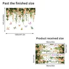 Romantic Hanging Rose Wall Sticker Set With Colorful Butterflies, Peach & Cream Floral Vine Decal For Bedroom Living Room, Waterproof Self-Adhesive Bathroom Decor Sticker Wall Stickers Wall Sticker Wall Decor Stickers Home Decor Art - T149 - View 7