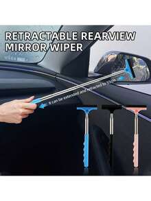 1/2/3pcs Retractable Car Rearview Mirror Rain Wiper, Portable Car Glass Cleaning Snow Brush, Suitable For Rainy And Foggy Days - Multicolor - View 6