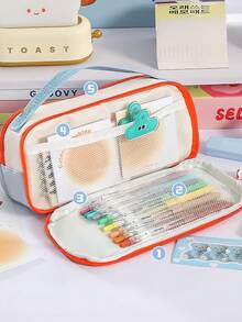 Hộp bút nhiều màu sắc Chasing Clouds có tay cầm, hộp đựng văn phòng phẩm dung lượng lớn, túi đựng bút chì, túi đựng đồ dùng vệ sinh cá nhân khi đi du lịch, hộp đựng văn phòng phẩm, hộp bút chì, hộp đựng bút dạ, giá đựng bút, túi đựng đồ trang điểm, túi đựng mỹ phẩm, hộp đựng văn phòng phẩm để bàn, hộp đựng văn phòng phẩm dung lượng lớn. - Túi đựng bút chì - Xem 4