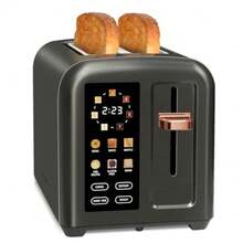 Toaster 2 Slice Touch Control Stainless Toaster LCD Display 50% Faster Heating Speed 1.4'' Wide Slots More Timer Functions Removable Crumb Tray 1350W Dark Metallic - Todo gris - Ver 8