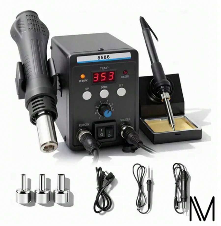 Estación De Soldadura Unicorn 2 En 1 Lcd, Pistola Y Cautín 7 Color Negro - Tipo de Enchufe A USA (110-127V) - Ver 1