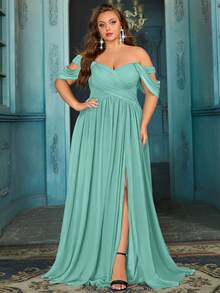 Plus Size Bridesmaid Dress, Minimalist Formal Chiffon Dress Suitable For Summer Romantic Weddings, Formal Occasions, Wedding Guests, Solid Color - Mint Green - View 4