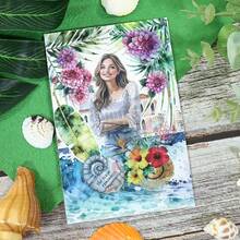 20张度假旅行主题贴纸，预裁切热带海滩哑光PET和纸贴纸，适用于剪贴簿、日记本、装饰等，美观文具，趣味贴纸，Kindle剪贴簿用品，笔记本电脑贴纸 - 方形 - 查看 4