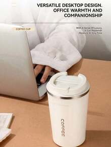 1pc 380/510ml Travel Coffee Cup, Stainless Steel Insulated Mug, Reusable Tea Cup, Leak-Proof Lid, Suitable For Travel, Commute, Office, Summer Hydration, Practical Gift For Coffee Lovers - Multicolor - View 5