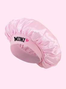 1 chiếc mũ ngủ trẻ em bằng satin in hình trái tim "MINI", có chun co giãn, thích hợp để giữ ấm tóc qua đêm hoặc sử dụng hàng ngày. - 1PC - Xem 4