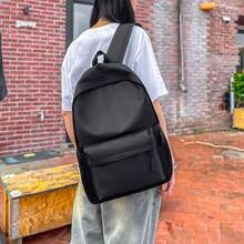 Minimalist Korean Style Black Backpack, School/Business Casual Outdoor Bag - Black - View 4