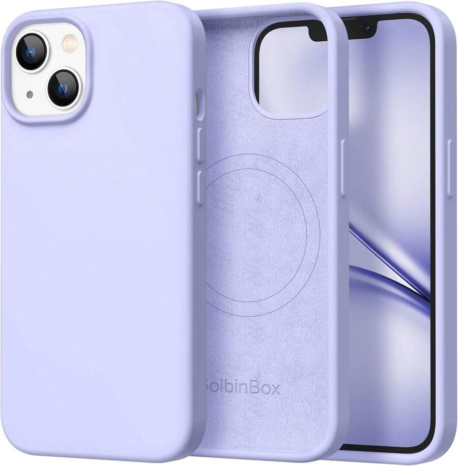 Magnetic For IPhone Case , Compatible With MagSafe, [Soft Anti-Scratch Microfiber Lining], Slim Liquid Silicone Shockproof Protective Phone Case - Lilac Purple - View 1