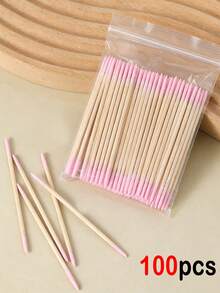 100 que tẩy sơn móng tay hai đầu, bông tẩy trang lông mày hai đầu nhỏ, 100 cái/gói - Nhiều màu - Xem 13