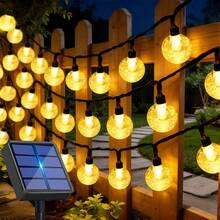 Solar Powered Fairy String Lights, Outdoor Color Changing Crystal Ball Lights, 12 Lighting Modes, LED Fairy RGB Light String, Suitable For Decorating Garden, Yard, Party, Wedding, Gathering, Camping, Fence, Spring & Summer, Trees - Warm White - View 2