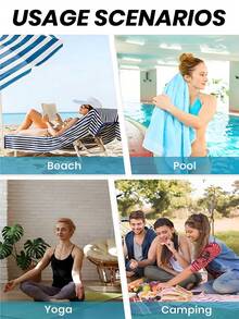 1条经典条纹超柔软微纤维沙滩巾 - 超强吸水，速干，大号浴巾，适合夏季海滩、泳池和居家使用，长方形沙滩毯 - Style6 - 查看 8