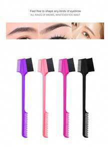 4Pcs Dual-Ended Eyebrow Brush & Eyelash Comb, Makeup Styling Tools, Grooming & Smoothing Hair, Suitable For All Hair Types - Multicolor - View 1