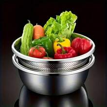 LAISONWARE 2 Packs Heavy-Gauge Stainless Steel Colander Set - Micro-Perforated Filter Bowls For Washing Vegetables, Fruits & Draining Pasta | Dishwasher & Rustproof | Spring Kitchen Organization Essential - Multicolor - View 5