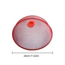 Cubierta Redonda de Malla para Alimentos, Tapa Protectora para Platos, Soporte para Exhibición de Frutas y Verduras Anti-Vuelo para Interiores y Exteriores - Rojo - Ver 3