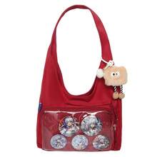 Portable Japanese Style Transparent Ita Bag For Women Large Capacity Canvas Tote Bag Casual PVC Lolita Handbag Daily - 黃色 - 查看 11