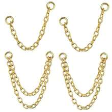 Pendientes chapados en oro de 14K, cadena colgante convertible para doble perforación, pendientes colgantes - Oro/plata - Ver 17