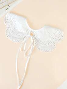 1pc Women's White Peter Pan Collar Ruffle Decor Fashion Shawl Collar, Suitable For Daily Wear,Festival,Travel,Disco,Graduation Outfit - A-white - View 2