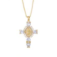女士全钻圣母玛利亚十字架项链，欧美创意个性化吊坠，节日礼物 - 白色 - 查看 4