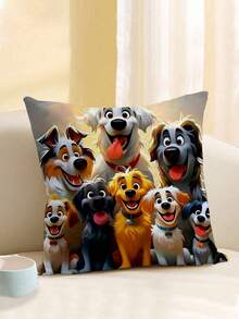 2 piezas Fundas de almohada con diseño de perro divertido y de dibujos animados, fundas de almohada creativas con diseño de animal para cabecera, fundas de almohada para sofá de sala de estar (No se incluyen los insertos de almohada) - 2pcs - Ver 6