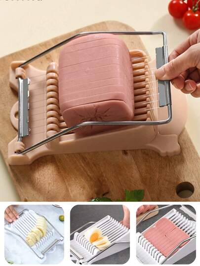 1pc Stainless Steel Luncheon Meat Slicer, Home Ham Slicer Tool, Kitchen Egg Peeler, Cheese & Egg Separator, Egg Decruster, Egg Slicer. Suitable For Slicing Ham, Banana, Watermelon And Other Fruits And Eggs. Ideal For Mother's Day, Back To School Kitchen Gadgets And Supplies.
