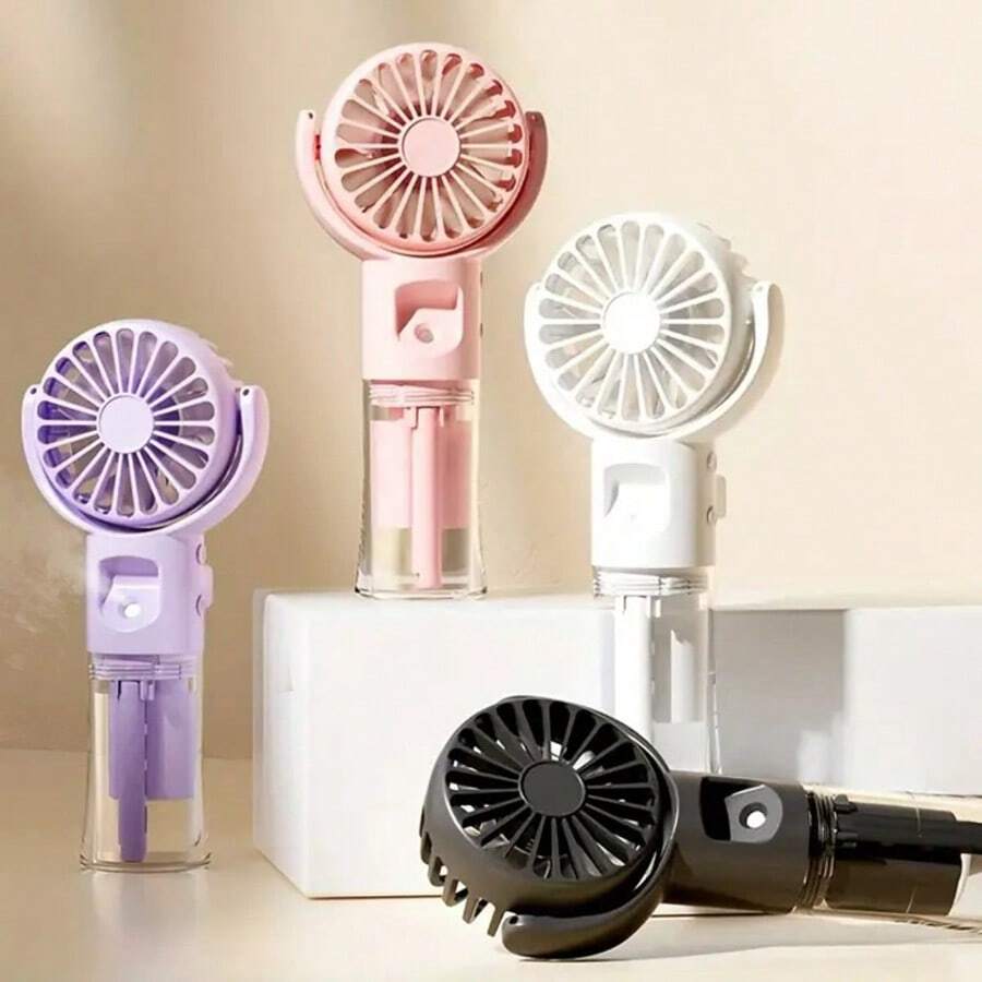 1pc Portable Handheld Mist Fan, Adjustable Speed, USB Rechargeable, Compact & Convenient For Desk Or Travel - Multicolor - View 1