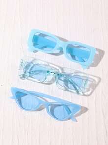 3件套新款时尚街头风蓝色个性化时尚眼镜套装 - 彩色 - 查看 6