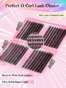 SEXYSHEEP 640片装，D型卷翘睫毛嫁接套装，DIY 30D、40D、50D睫毛簇嫁接套装，9-16mm混合单根睫毛套装，含睫毛粘合剂、封层剂、卸除液和睫毛镊子，供自用 - 黑色 - 查看 2