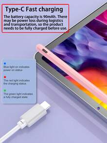 Bút cảm ứng độ chính xác cao, sử dụng pin 90mAh, tương thích với iPad 10/11 (A16), iPad 7/8/9 thế hệ 10.2", iPad Air 4/5 10.9", Air 11 M2/M3, iPad Pro 11", Air 13", Pro 12.9" (2018-2022), màu hồng. - Hồng - Xem 3