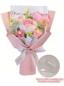 手工钩编和针织人造花束 - 毛毡花卉摆件，质感逼真，永不凋谢，适合家居装饰、婚礼、派对、办公室和桌面摆放，是母亲节、情人节、生日、感恩节、毕业典礼、教师节的绝佳礼物。 - 彩色 - 查看 13