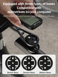 WEST BIKING 通用自行车码表支架，适用于一体式圆形车把，带灯适配器，兼容 Wahoo 和 Bryton - 黑色 - 查看 8