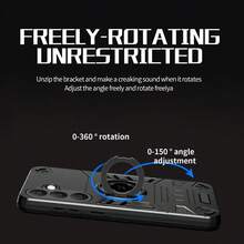 适用于 17 Pro Max/17 Air/17/17 Pro/16/15 Pro/Pro Max Plus、Galaxy S25 Edge Ultra Plus 的 TPU+PC 金属支架保护壳，支持 360° 旋转、防摔保护，可横向和纵向放置 - 黑色 - 查看 3