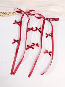 2 chiếc kẹp tóc nơ ruy băng ngọc trai kiểu ballet ngọt ngào và cá tính, kẹp tóc hình bướm, phụ kiện tóc buộc nửa đầu nữ tính. - Nhiều màu - Xem 4