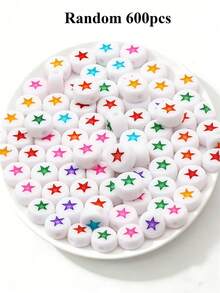 600/300/150颗鲜艳亚克力字母珠，4x7毫米扁平圆形字母吊坠，适用于DIY珠宝、手链、项链和工艺品 - 彩色 - 查看 32