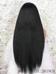 Parrucca sintetica con frontalino in pizzo 13*4 per donne, stile riccio naturale nero, linea del capelli realistica, pre-rifilata, senza colla per uso quotidiano - Multicolore - Visualizzare 8