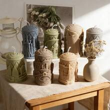 3D City Landmark Silicone Candle Mold, Relief Building Pattern Cylindrical Soap Candle Resin Mould, DIY Aromatherapy Candle Making Supplies For Home Decor Handmade Gift - Famous Building - View 1