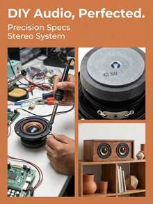 2个2英寸磁性扬声器部件，触摸面板控制同轴连接器，DIY音频扬声器，迷你扬声器PU皮革外壳，黑橙色立体声音频输出 - 外磁喇叭 - 查看 10