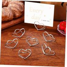 Moxweyeni 20 Pcs Wedding Place Card Holders For Table Heart Wedding Table Number Holders Mini Picture Photo Stands For Bridal Shower Party(Silver) - View 6