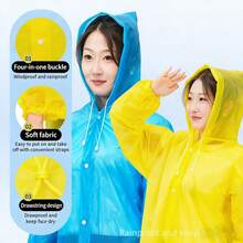 一次性EVA雨披，全身男女通用户外旅行轻便带帽雨斗篷，防水 - 多色 - 查看 6
