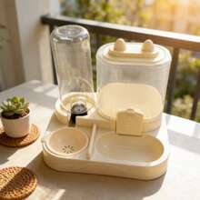 Alimentador y bebedero automático 2 en 1 de gran capacidad para gatos, diseño transparente con separación de seco y húmedo, dispensador de comida y agua para mascotas sin batería, portátil para viajes, ideal para gatos y perros de interior - Talla única - Ver 4