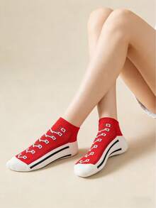 5 đôi tất cổ chân mỏng bằng vải canvas thoáng khí, kiểu dáng thường ngày, sáng tạo và ngộ nghĩnh, giao hàng ngẫu nhiên. - Nhiều màu - Xem 6