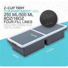 Freezer Tray With Lid-Soup Freezer Container Molds-Large Ice Cube Tray Set Makes 1-Cup & 2-Cup Portions Cubes Perfect For Preparing Meals In Different Portion Sizes Oven & Dishwasher - - Gray - 查看 4