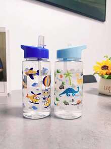 1pc 500ml Children's Water Bottle, Student Water Cup, Cute Gift For Girls And Boys, Best Present, Straw Cup, Suitable For Outdoor, School, Campus, Sports, Back To School, Graduation Season, Portable Cup - Multicolor - View 8