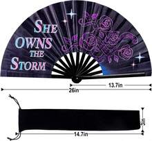 Large Black Snake Print Folding Hand Fan Loud Clack Rave Festival Club Party Accessory Stylish Dance Statement Fan - rắn - Xem 3