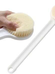 1pc Long Handle Silicone Bath Brush, Soft Bristle Back Scrubber, Suitable For Shower Tool, Anti-Slip Grip Body Exfoliating Brush, Quick Drying With Hanging Hole Bath Brush, Unisex SPA Bathroom Cleaner - Size - View 4