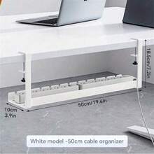 Bandeja de gestión de cables de malla metálica para debajo del escritorio, con clips para la instalación, 3 agujeros, bandeja organizadora de cables con gestión de cables de escritorio y debajo del escritorio, ajustable, adecuada para escritorio de oficina en casa - Blanco - Ver 5