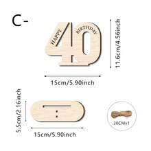1 pezzo Fermasoldi in legno con numero di compleanno, portamonete/portacarte regalo, decorazione da tavolo unica per feste di compleanno, regalo di compleanno speciale per amici, 2D - Portafoglio di compleanno - Visualizzare 14