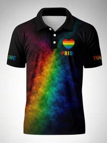 Men's Summer Rainbow Smoke Digital Print Short Sleeve T-Shirt - Multicolor - View 5