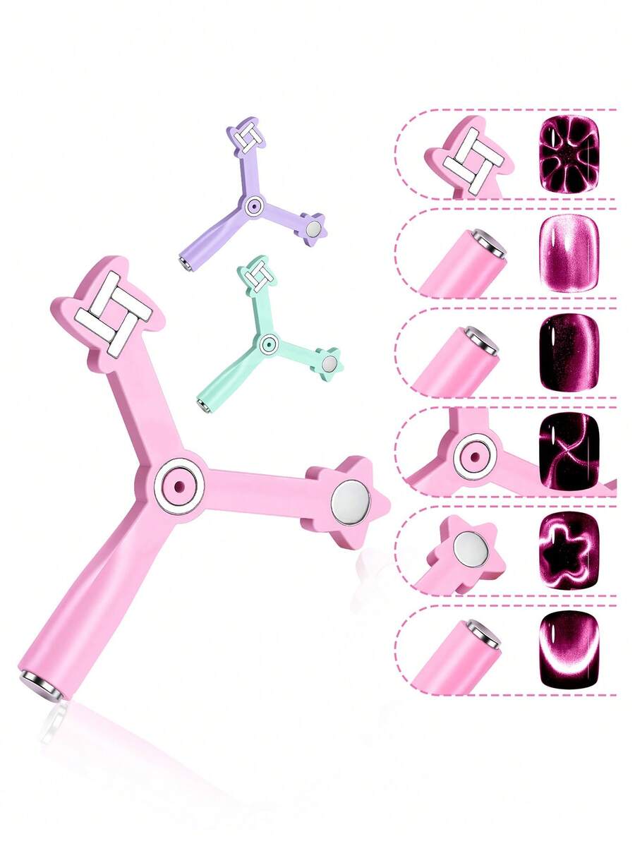 四合一美甲磁贴，包含精美图案、多功能玻璃珠和猫眼指甲油凝胶，特制强力磁铁，是返校必备和母亲节礼物的理想之选。 - 彩色 - 查看 1