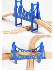 一套通用可伸缩木制火车轨道积木，益智认知启蒙灵活组装玩具，适合儿童 - 彩色 - 查看 9